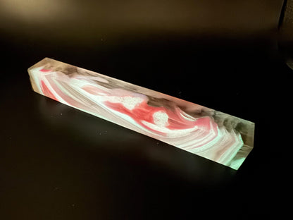 TRANSPARENT Glow in the Dark Pen Turning Blank, Alumilite Resin, Pink Glow