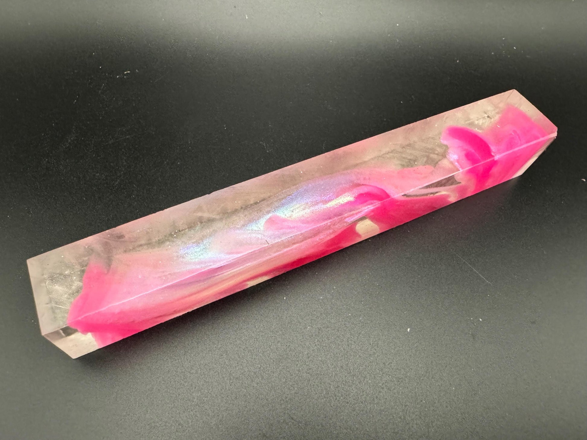 TRANSPARENT Glow in the Dark Pen Turning Blank, Alumilite Resin, Pink Glow