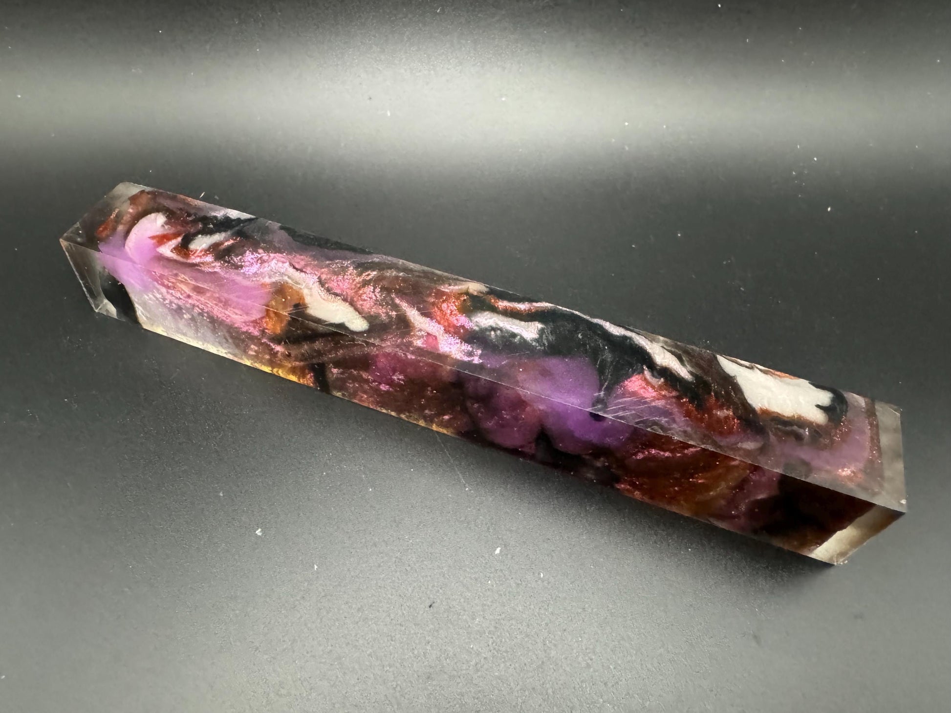 TRANSPARENT Glow in the Dark Pen Turning Blank, Alumilite Resin, Berries and Cream Glow